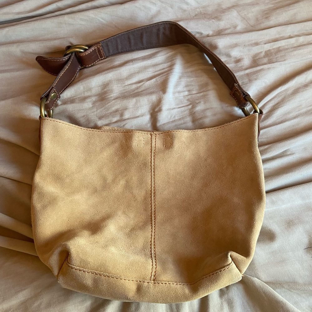 LUCKY Brand Tan Suede Shoulder Hobo Bag